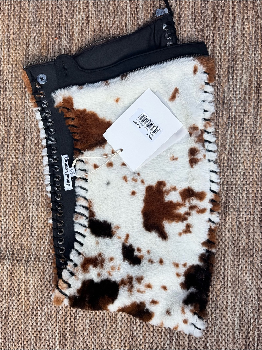 Jaded London Brown & White Faux Cowhide Clutch